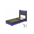 Bed Frame Gas Lift Led Light Grey