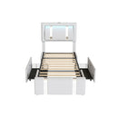White Bed Frame Leather Headboard Rgb 2 Drawers
