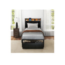 Black Bed Frame Leather Headboard Rgb 2 Drawers