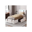 White Bed Frame Leather Headboard Rgb 2 Drawers