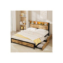 Bed Frame Rgb Led Mdf Board And Steel Queen