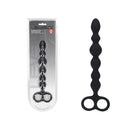 Levelz Beaded Silicone Anal Probe With Double Loop Black Anal Beads