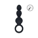 Levelz Beaded Silicone Anal Probe With Loop Black Beaded Anal Plug