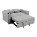 Linen Sofa Bed With Cushions And Cup Holders