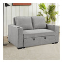Linen Sofa Bed With Cushions And Cup Holders