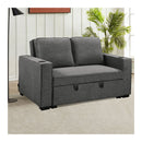 Linen Sofa Bed With Cushions And Cup Holders