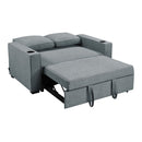 Linen Sofa Bed With Cushions And Cup Holders