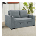 Linen Sofa Bed With Cushions And Cup Holders