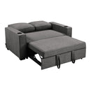 Linen Sofa Bed With Cushions And Cup Holders