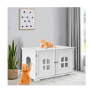 Cat Hidden Litter Box Enclosure With Cross Windows And Double Door