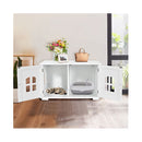 Cat Hidden Litter Box Enclosure With Cross Windows And Double Door