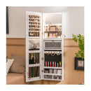White Lockable Mirror Jewelry Cabinet With 3 Colour Led Light