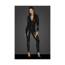 Long Button Up Pvc Overall Black Large