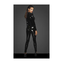 Long Button Up Pvc Overall Black Large