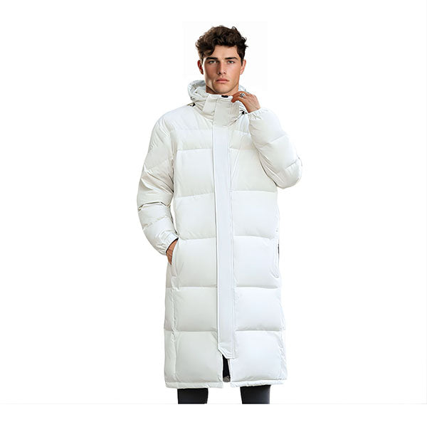 Abbee White Large Winter Hooded Overcoat Long Warm Puffer Coat