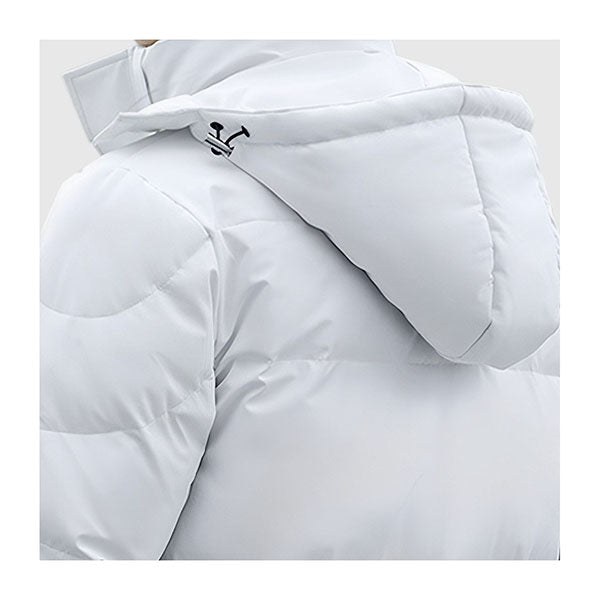 Abbee White Large Winter Hooded Overcoat Long Warm Puffer Coat