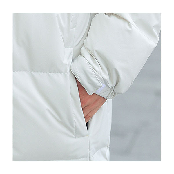 Abbee White Large Winter Hooded Overcoat Long Warm Puffer Coat