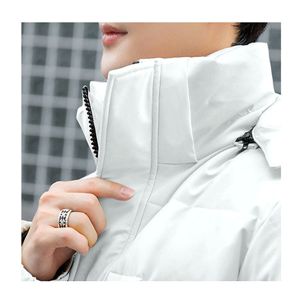 Abbee White Large Winter Hooded Overcoat Long Warm Puffer Coat