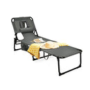 Folding Beach Lounge Chair With Pillow For Outdoor