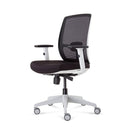 Lumos Operator Chair White Frame Chair Black Fabric