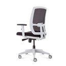Lumos Operator Chair White Frame Chair Black Fabric