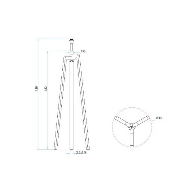 Lund Floor Lamp Scandi Timber Tripod Base Only