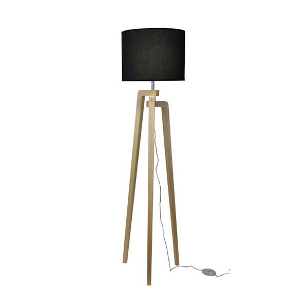 Lund Scandi Timber Tripod Complete Floor Lamp