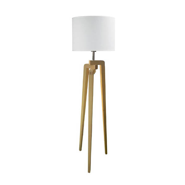 Lund Scandi Timber Tripod Complete Floor Lamp