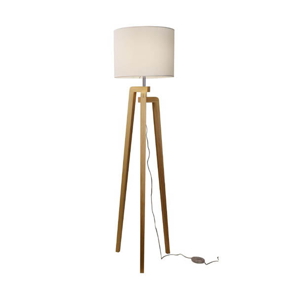 Lund Scandi Timber Tripod Complete Floor Lamp