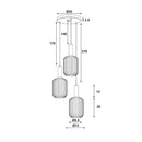 Luxe Trilight 3Lt Ribbed Glass Pendant