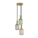 Luxe Trilight 3Lt Ribbed Glass Pendant