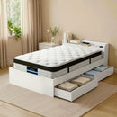 Single Mattress 5-zone Pocket Spring Mattresses with Wooden Storage Bed Frame Set