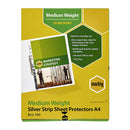 Marbig Sheet Protectors Medium Weight A4 Silver Strip Box Of 100