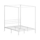 Metal Canopy Bed Frame Double Size Platform White