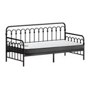 Metal Daybed Frame Single Size Sofa Bed with Mattress Black
