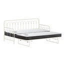 Trundle Bed Frame Single Size Beige with Mattress x2