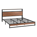 King Metal Bed Frame LED Light Storage Headboard USB