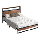 Metal Bed Frame Double LED Light Storage Headboard USB Charge