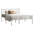 Metal Bed Frame Queen Size Metal Base Mattress Platform White
