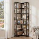 6 Tiers Bookshelf Corner Shelf Bookcase Display Shelves Oak