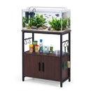 20 Gallon Fish Tank Stand 3-Tier Aquarium Stand with Storage Cabinet and Open Shelf Walnut