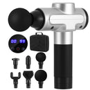 Massage Gun 30 Speed 6 Heads Vibration Muscle Massager Chargeable Silver