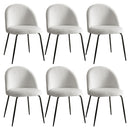 Dining Chairs Set of 6 Sherpa Boucle White