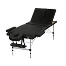 Zenses Massage Table 65Cm Portable 3 Fold Aluminium Beauty Bed Black