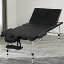 Massage Table 85cm Portable 3 Fold Aluminium Beauty Bed Black