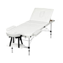 Zenses Massage Table 65Cm Portable 3 Fold Aluminium Beauty Bed White