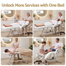 Beauty Bed with Stool, White, Adjustable Facial Massage Table, Tattoo Chair, Salon Services