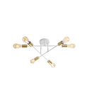 Satin Brass 6 Light Close To Ceiling