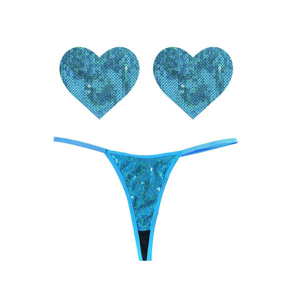 Sequin G String And Heart Pastie 2 Pc Set