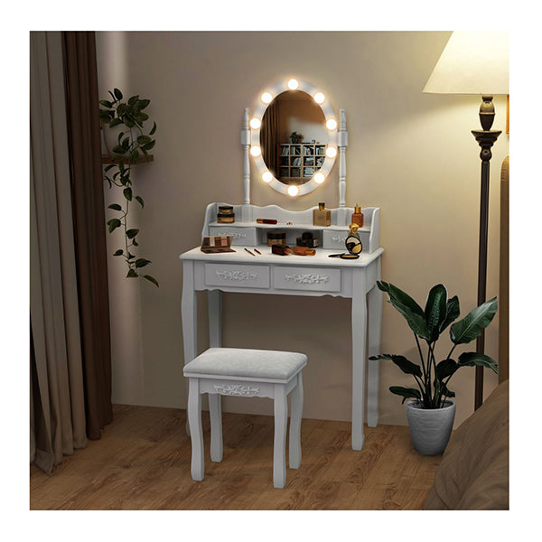 Makeup Dressing Table With Lighted Mirror For Women